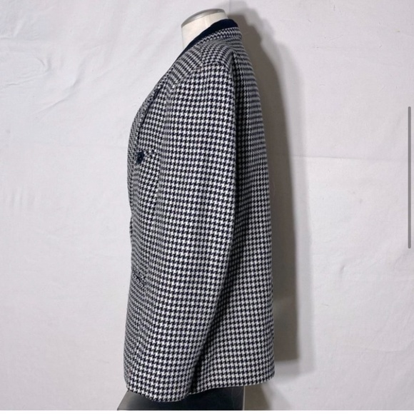 Vintage Razz International White Black Houndstooth Blazer M - Picture 5 of 13